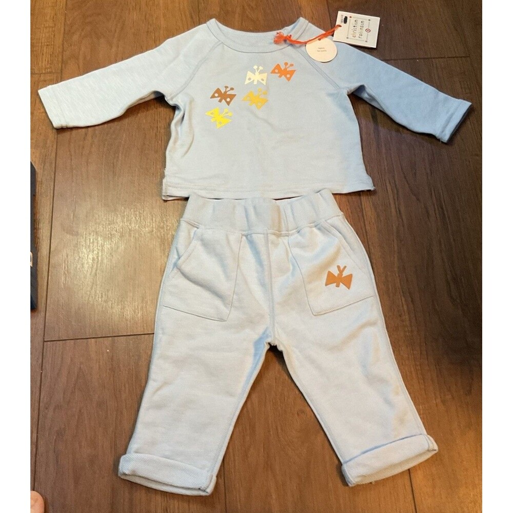 2 Piece Set Christian Robinson Nwt Blue  Neutral 6-9 Months